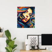 女性アテポップ・アートのート ポスター (ホームオフィス)