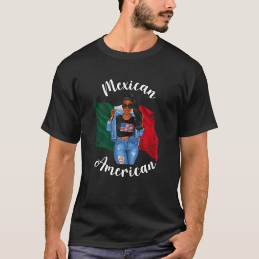 女性アフロ半アメリカ半メキシコのアフリカのウォム Tシャツ (正面)