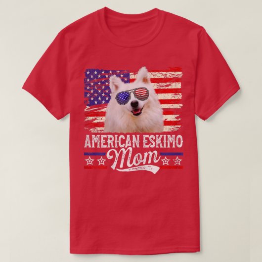 女性アメリカのエスキモママUSA国旗の愛国的な蛾 Tシャツ (デザイン正面)