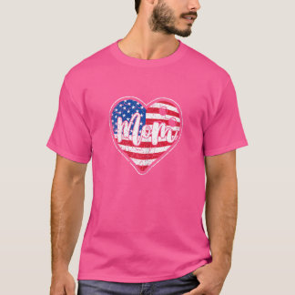 女性アメリカ動揺して国旗のハートボーリングママ Tシャツ