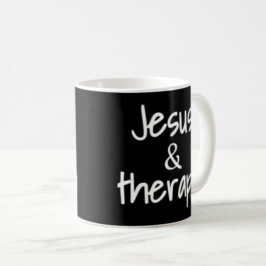 女性イエスとセラピークリスチャンユーモア コーヒーマグカップ (正面右)