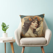 女性イラストレーションとアールヌーボー クッション (椅子)