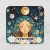 女性イラストレーションエナジーヒーラー霊気スピリチュエル スクエア名刺 (正面)