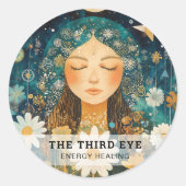 女性イラストレーションエナジーヒーラー霊気スピリチュエル ラウンドシール (正面)