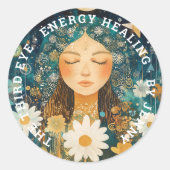 女性イラストレーションエナジーヒーラー霊気スピリチュエル ラウンドシール (正面)