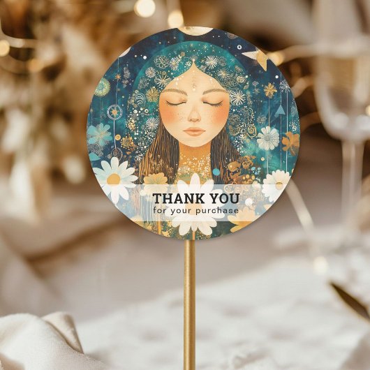 女性イラストレーションエナジーヒーラー霊気スピリチュエル ラウンドシール