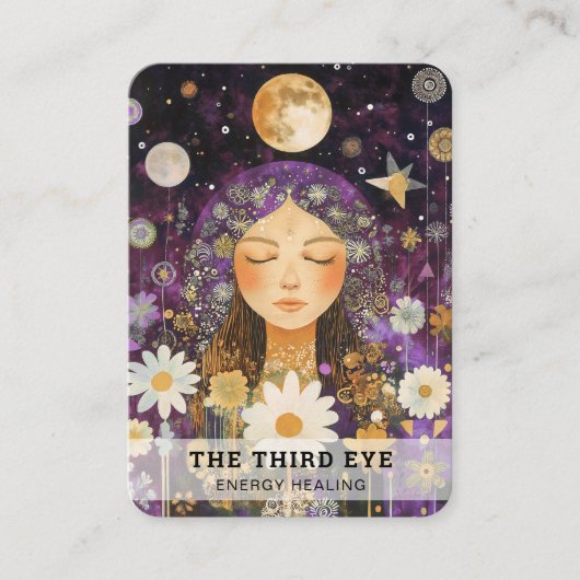 女性イラストレーションエナジーヒーラー霊気スピリチュエル 名刺 (正面)