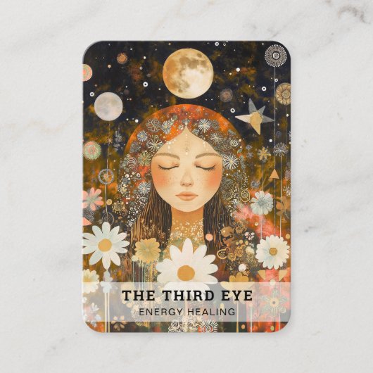 女性イラストレーションエナジーヒーラー霊気スピリチュエル 名刺 (正面)