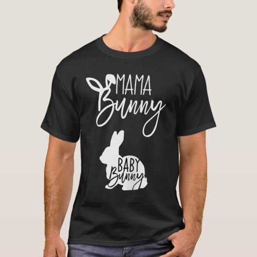 女性イースター妊娠ママMama Bunny Ba Tシャツ (正面)