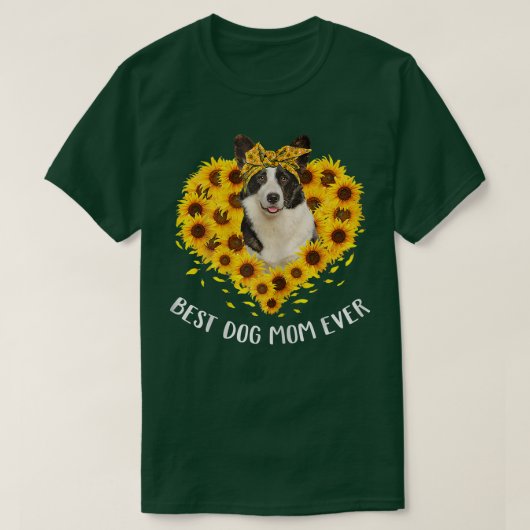 女性ウェルシュコーギーママひまわり犬ママ女性T-S Tシャツ (デザイン正面)