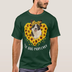 女性ウェルシュコーギーママひまわり犬ママ女性T-S Tシャツ