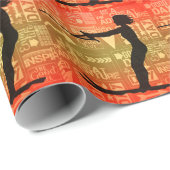 女性ウォータースキーアアドベンチャー素晴らしタイポグラフィ ラッピングペーパー (ロールコーナー)