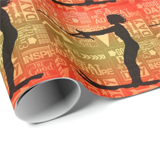 女性ウォータースキーアアドベンチャー素晴らしタイポグラフィ ラッピングペーパー (ロールコーナー)