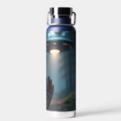 女性エイリアン地球外とUFO ウォーターボトル (背面)