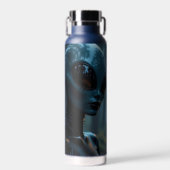 女性エイリアン地球外とUFO ウォーターボトル (正面)