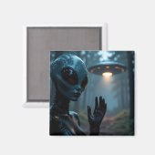 女性エイリアン地球外とUFO マグネット (正面/裏面)