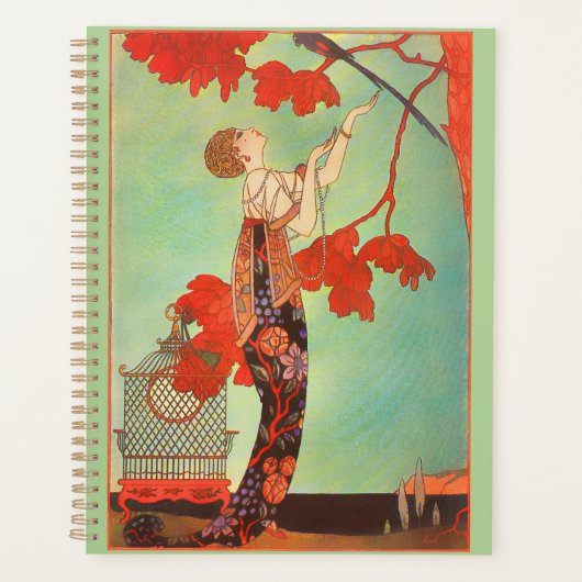 女性エキゾチック絵を描ヴィンテージ プランナー手帳 (正面)