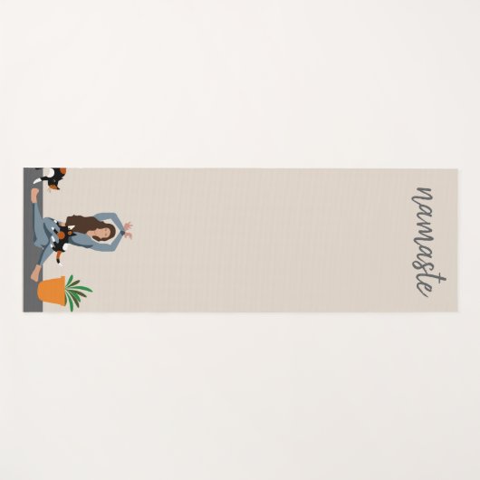 女性エクササイズと猫Lナマステ瞑想 ヨガマット (正面(横))