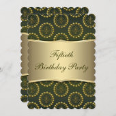 女性エメラルドグリーンバースデーパーティー 招待状 (正面/裏面)