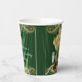 女性エメラルドグリーン金ゴールドバースデーパーティー紙カップ 紙コップ (左)