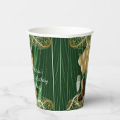 女性エメラルドグリーン金ゴールドバースデーパーティー紙カップ 紙コップ (右)