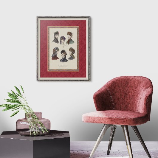 女性エレガントの帽子とボンネットのビクトリアンヴィンテージ ポスター