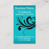 女性エレガントサロン美容師 |ティール（緑がかった色） 名刺 (裏面)