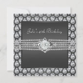 女性エレガントダイヤモンドバースデーパーティーの招待 招待状 (正面)