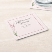 女性エレガントパステルワイルドフラワーリタイアメントパーティー スクエアペーパーコースター (アングル)