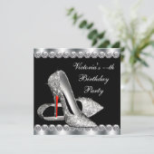 女性エレガントブラックバースデーパーティー 招待状 (スタンド正面)