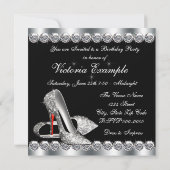 女性エレガントブラックバースデーパーティー 招待状 (裏面)
