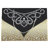 女性エレガントブラック金ゴールドダイヤモンド ラージペーパーバッグ (正面)