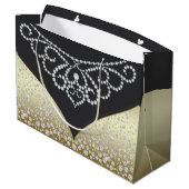 女性エレガントブラック金ゴールドダイヤモンド ラージペーパーバッグ (裏面アングル)