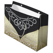 女性エレガントブラック金ゴールドダイヤモンド ラージペーパーバッグ (正面アングル)