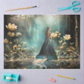 女性エレガントポートレートフローラミスティ森林湖 薄葉紙 (クラフト)