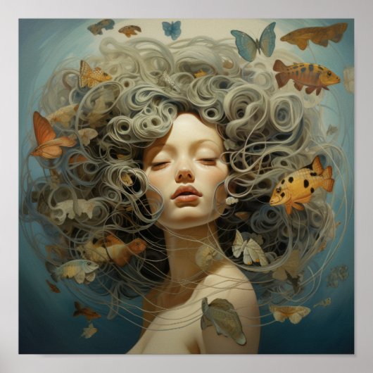 女性エレガントポートレートポスター – コンテンポラリー Art P ポスター (正面)