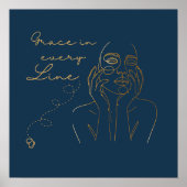 女性エレガントラインアート枠ポスター – ミニマリスト ポスター (正面)