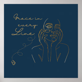 女性エレガントラインアート枠ポスター – ミニマリスト ポスター