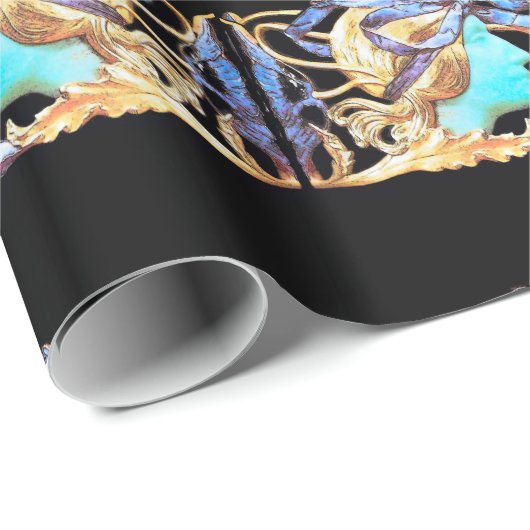 女性エレガント美しいジュエル/レディ,ブルーボウ,花 ラッピングペーパー (ロールコーナー)