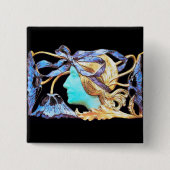 女性エレガント美しいジュエル/レディ,ブルーボウ,花 缶バッジ (正面)