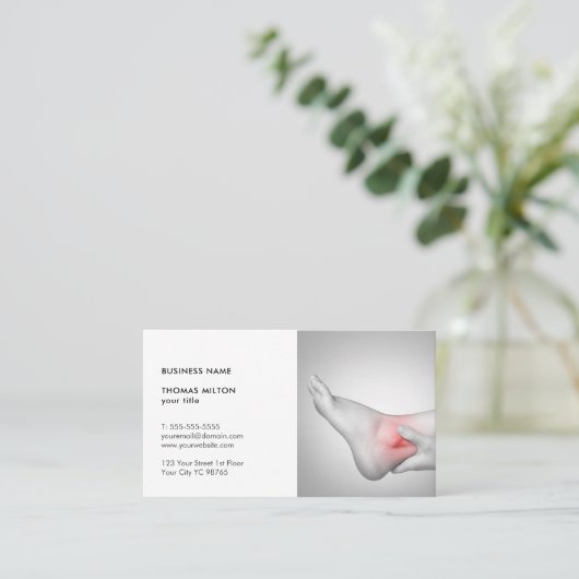 女性エレガント足首医師の写真 名刺 (スタンド正面)