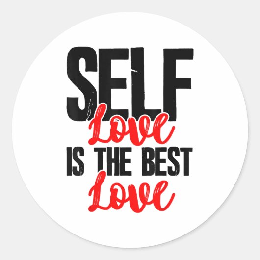 女性エンパワーメントTシャツ – Self Love Is 最高の ラウンドシール (正面)