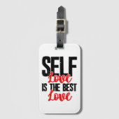 女性エンパワーメントTシャツ – Self Love Is 最高の ラゲッジタグ (正面縦)
