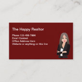 女性エ実在ステートエージェント写真テンプレート 名刺 (正面)