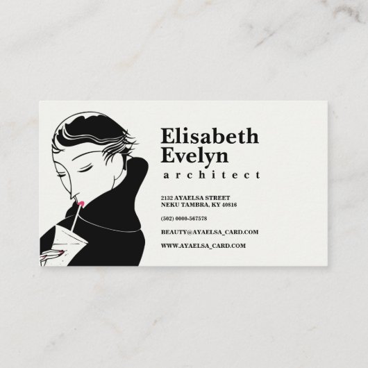 女性カクテルアールデコg97659 名刺 (裏面)