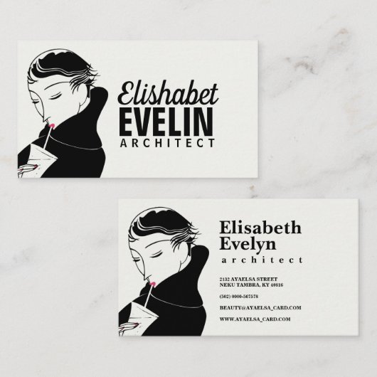 女性カクテルアールデコg97659 名刺 (正面/裏面)