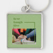 女性カスタム向け感動的の写真ギフト緑 キーホルダー (正面)