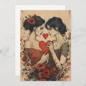 女性カップル　バレンタインデー シーズンカード (正面/裏面)
