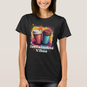 女性カフェイン入りコーヒーTシャツ Tシャツ