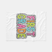 女性カラフル1年生先生評価V フリースブランケット (正面(横))